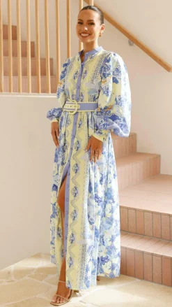 Bubblegum Dresses|Bump Friendly^Kalliope Maxi Dress - Blue/Yellow