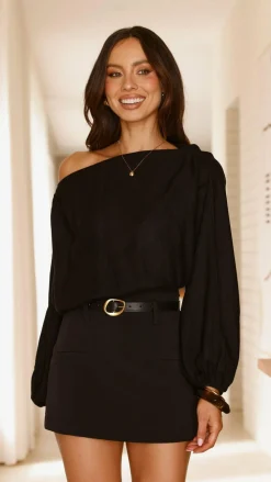 YH AND CO Tops^Katara Off Shoulder Top - Black