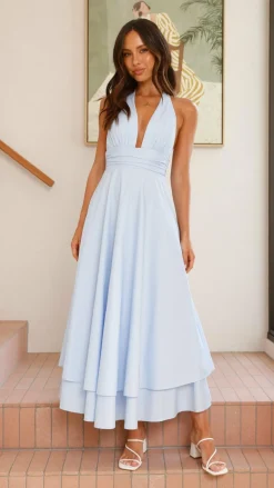 SASHA (BNE) Dresses|Maxi^Kathy Halter Neck Maxi Dress - Light Blue