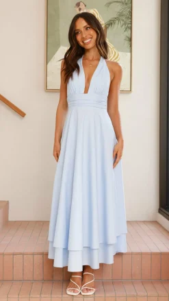 SASHA (BNE) Dresses|Maxi^Kathy Halter Neck Maxi Dress - Light Blue