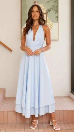 SASHA (BNE) Dresses|Maxi^Kathy Halter Neck Maxi Dress - Light Blue