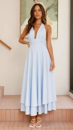 SASHA (BNE) Dresses|Maxi^Kathy Halter Neck Maxi Dress - Light Blue