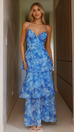 SASHA (BNE) Dresses|Maxi^Kelli Maxi Dress - Blue Floral