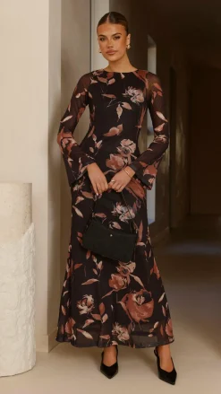 Pink Diamond Dresses|Maxi^Koah Long Sleeve Maxi Dress - Flower Print