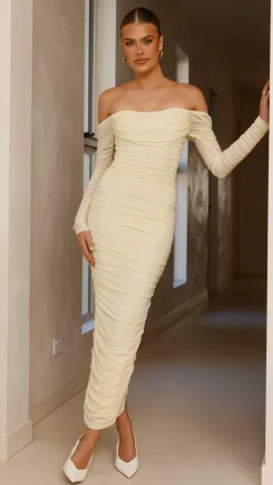 Sweet Acacia Dresses|Maxi^Kylie Maxi Dress Long Sleeve - Yellow