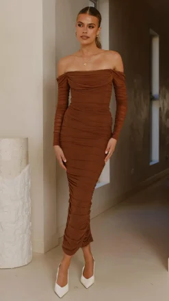 Sweet Acacia Sale Dresses^Kylie Maxi Dress Long Sleeve - Chocolate