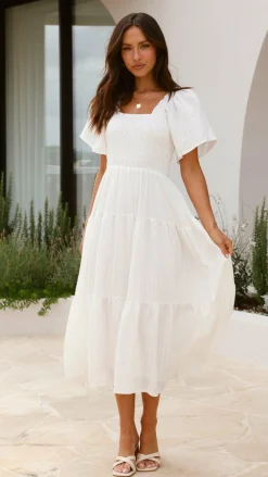 Shareen Dresses|Midi^Lainey Midi Dress - White