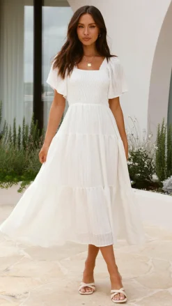 Shareen Dresses|Midi^Lainey Midi Dress - White