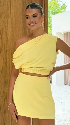YH AND CO Sets|Tops^Lauren Off Shoulder Top - Yellow