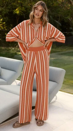 LILYWHYT Knitwear|Knitwear^Layla Knit Wide Leg Pants - Orange