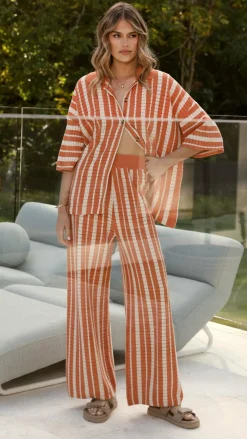 LILYWHYT Knitwear|Knitwear^Layla Knit Wide Leg Pants - Orange