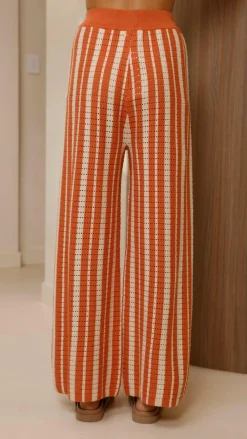 LILYWHYT Knitwear|Knitwear^Layla Knit Wide Leg Pants - Orange