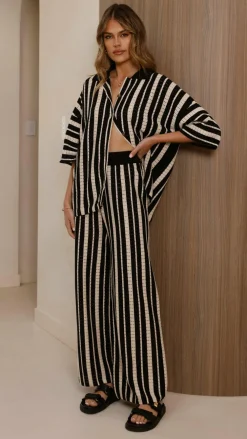 LILYWHYT Knitwear|Knitwear^Layla Knit Wide Leg Pants - Black