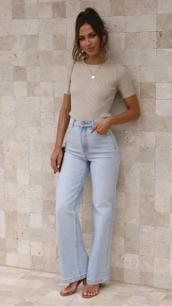 Fashion Allied Tops^Laylin Ribbed Top - Oatmeal