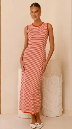 LILYWHYT Knit Dresses|Knitwear^Leilah Maxi Dress - Red Stripe