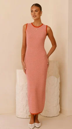 LILYWHYT Knit Dresses|Knitwear^Leilah Maxi Dress - Red Stripe