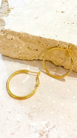 Angel Whisper Earrings|Je T'Aime^Leni Hoops - Gold