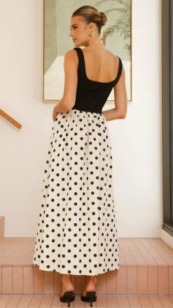 Fashion Allied Dresses|Maxi^Leoni Maxi Dress - Oat/Black Spot