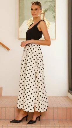 Fashion Allied Dresses|Maxi^Leoni Maxi Dress - Oat/Black Spot