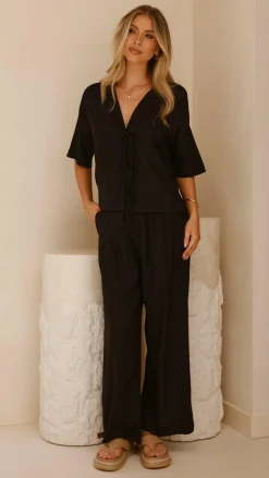 YH AND CO Sets|Bottoms^Lexi Linen Pants - Black