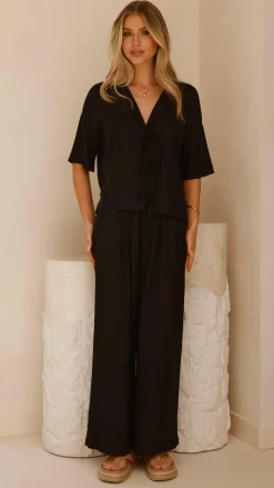 YH AND CO Sets|Bottoms^Lexi Linen Pants - Black