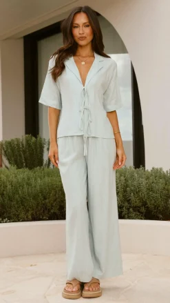 YH AND CO Sets|Bottoms^Lexi Linen Pants - Blue