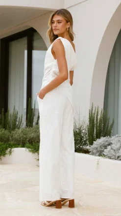 By Frankie Sets|Bottoms^Liana Off Shoulder Top & Pants Set - White