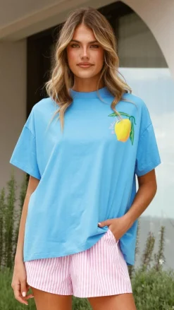 By Frankie Sets|Bottoms^Limoncello Top and Shorts Set - Blue/Pink