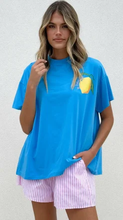 By Frankie Sets|Bottoms^Limoncello Top and Shorts Set - Blue/Pink