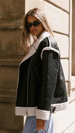 SNDYS THE LABEL Jackets|Outerwear^London Oversized Biker - Black