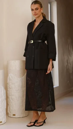 Amore Agencies Bottoms^Louisa Lace Maxi Skirt - Black