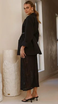 Amore Agencies Bottoms^Louisa Lace Maxi Skirt - Black