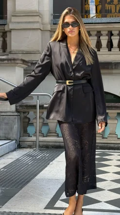 Amore Agencies Bottoms^Louisa Lace Maxi Skirt - Black