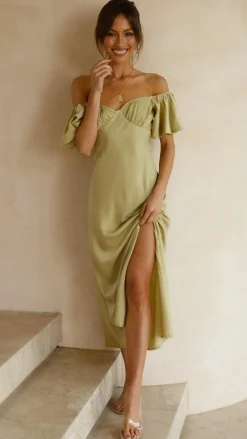 LILYWHYT Dresses|Bridesmaid^Louisa Midi Dress - Olive