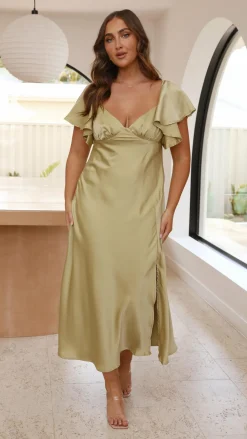 LILYWHYT Dresses|Bridesmaid^Louisa Midi Dress - Olive