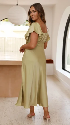 LILYWHYT Dresses|Bridesmaid^Louisa Midi Dress - Olive