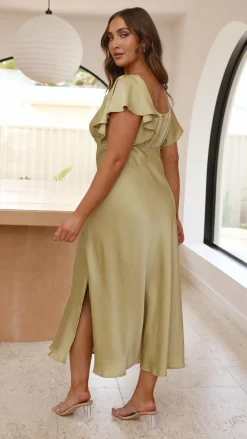 LILYWHYT Dresses|Bridesmaid^Louisa Midi Dress - Olive
