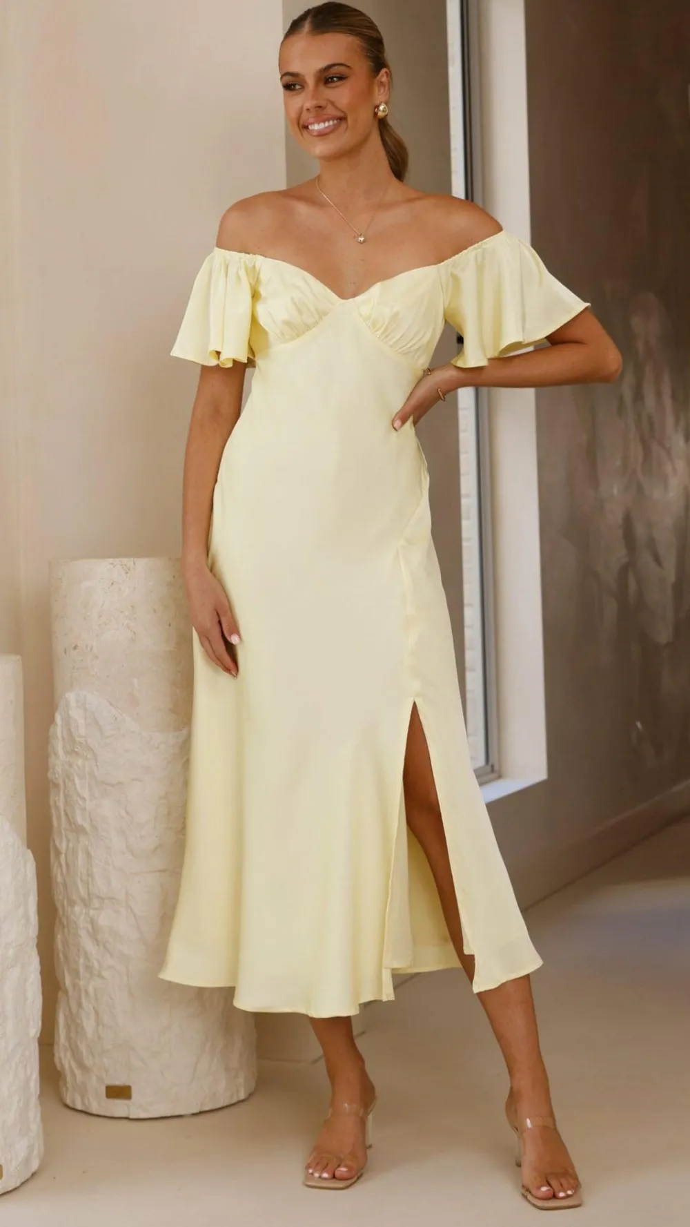 LILYWHYT Dresses|Bridesmaid^Louisa Midi Dress - Yellow