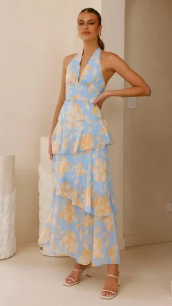 SASHA (BNE) Dresses|Maxi^Louka Layered Maxi Dress - Blue/Yellow Floral