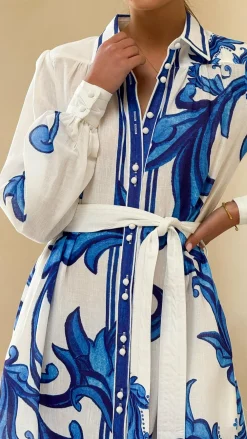 Bubblegum Dresses|Maxi^Lucia Long Sleeve Maxi Dress - Sapphire Print