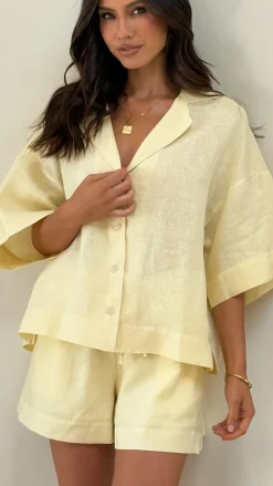 Alive Girl Sets|Tops^Luna Button Up Shirt - Yellow