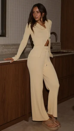 Main St Sets^Lyra Ribbed Pants - Yellow