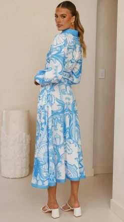Bubblegum Dresses|Midi^Madeline Long Sleeve Midi Dress - Portofino Azure