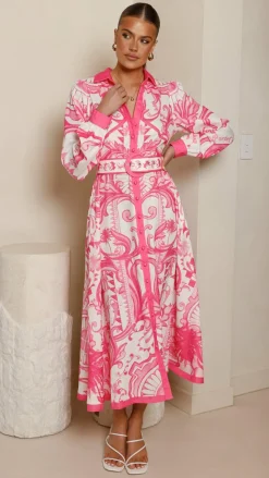 Bubblegum Dresses|Midi^Madeline Long Sleeve Midi Dress - Portofino Cherry Jam