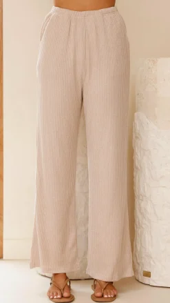 By Frankie Knit Tops|Knitwear^Madian Button Up Shirt and Pants Set - Taupe