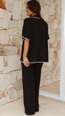 By Frankie Sets|Bottoms^Madian Button Up Shirt and Pants Set - Black