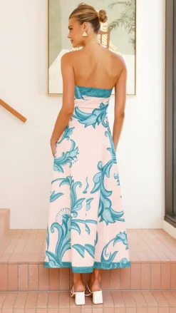 Mia Milani Dresses|Maxi^Madra Maxi Dress - Aqua / Pink Zayna