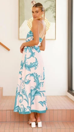 Mia Milani Dresses|Maxi^Madra Maxi Dress - Aqua / Pink Zayna