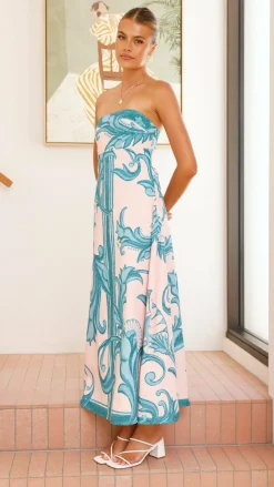 Mia Milani Dresses|Maxi^Madra Maxi Dress - Aqua / Pink Zayna