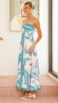 Mia Milani Dresses|Maxi^Madra Maxi Dress - Aqua / Pink Zayna